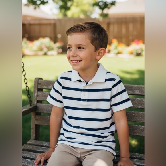 Cat & Jack Other - New 4/5 boys blue white stripe polo top
